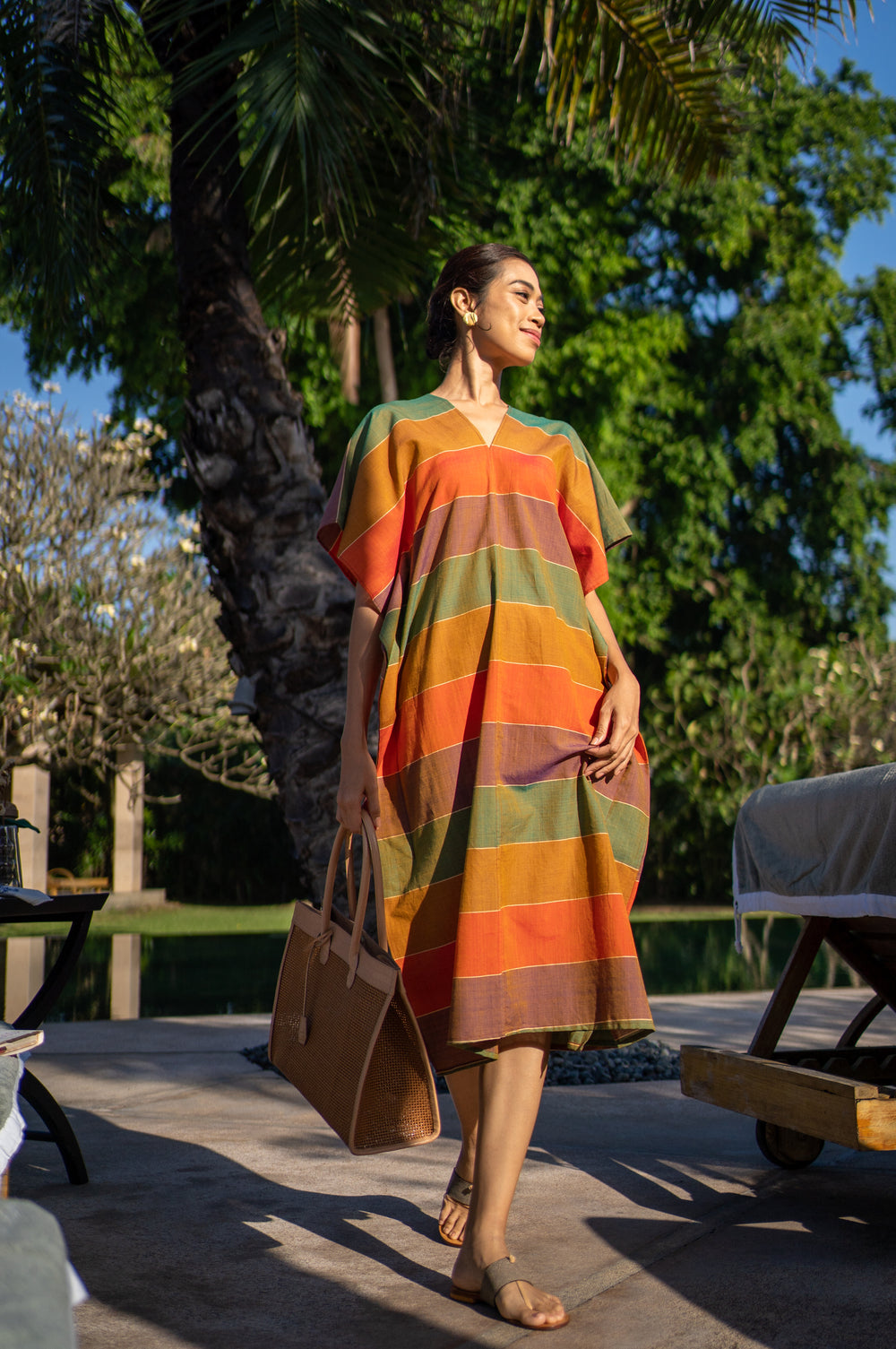 Poncho Kaftan - Handwoven Macro Stripes