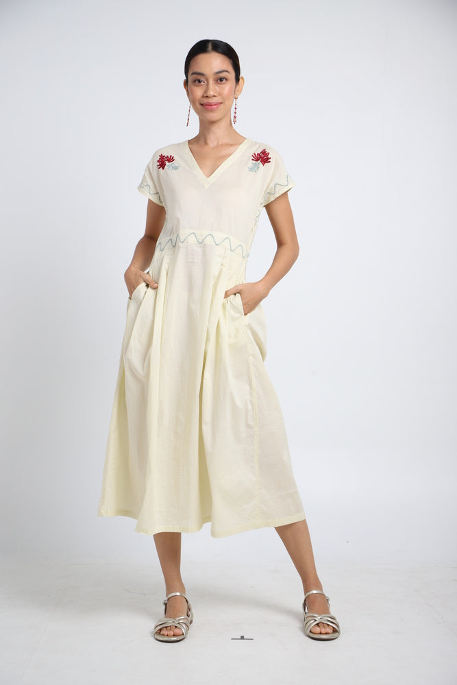 Kusum Dress Hand-Embroidered with love - Ivory