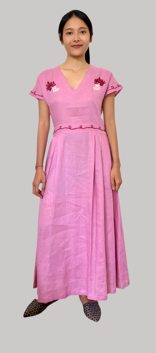 Kusum Dress Hand-Embroidered with love - Mauve