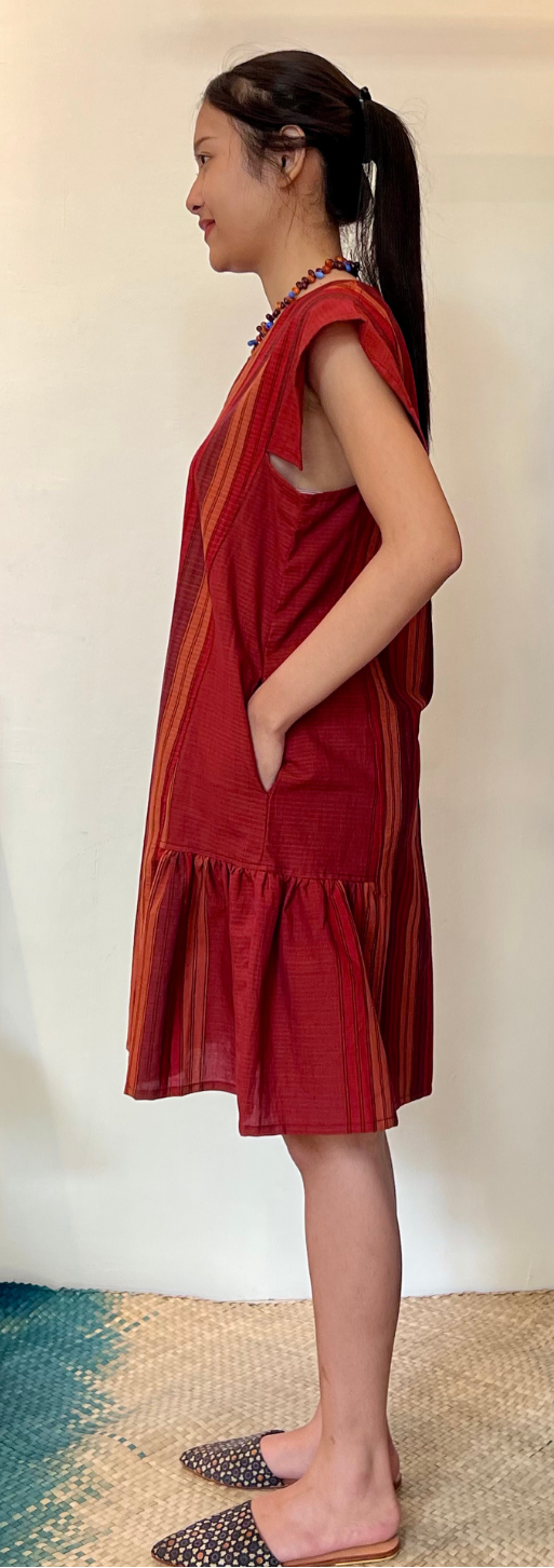 Maya short dress - Handwoven Stripes