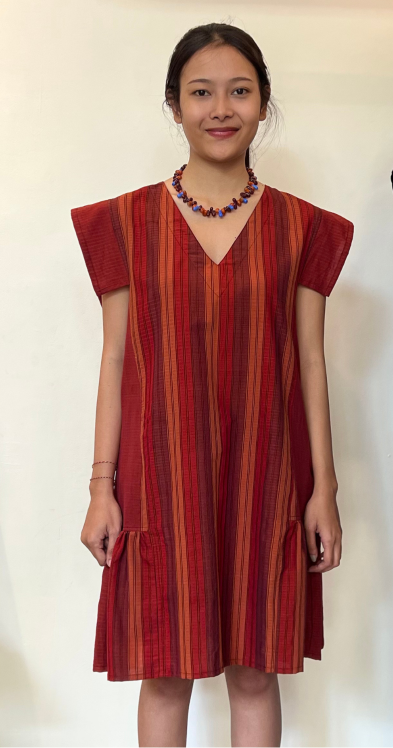 Maya short dress - Handwoven Stripes