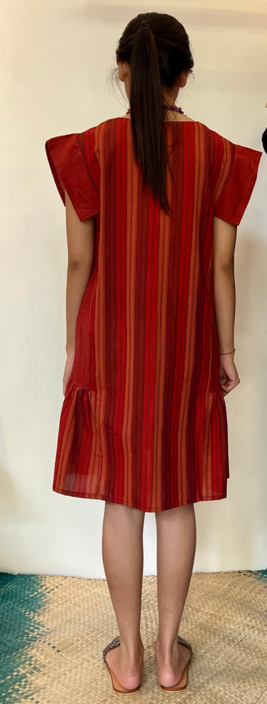 Maya short dress - Handwoven Stripes