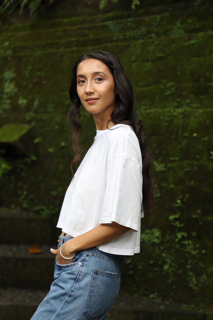 The Crop Tee - Hand embroidered