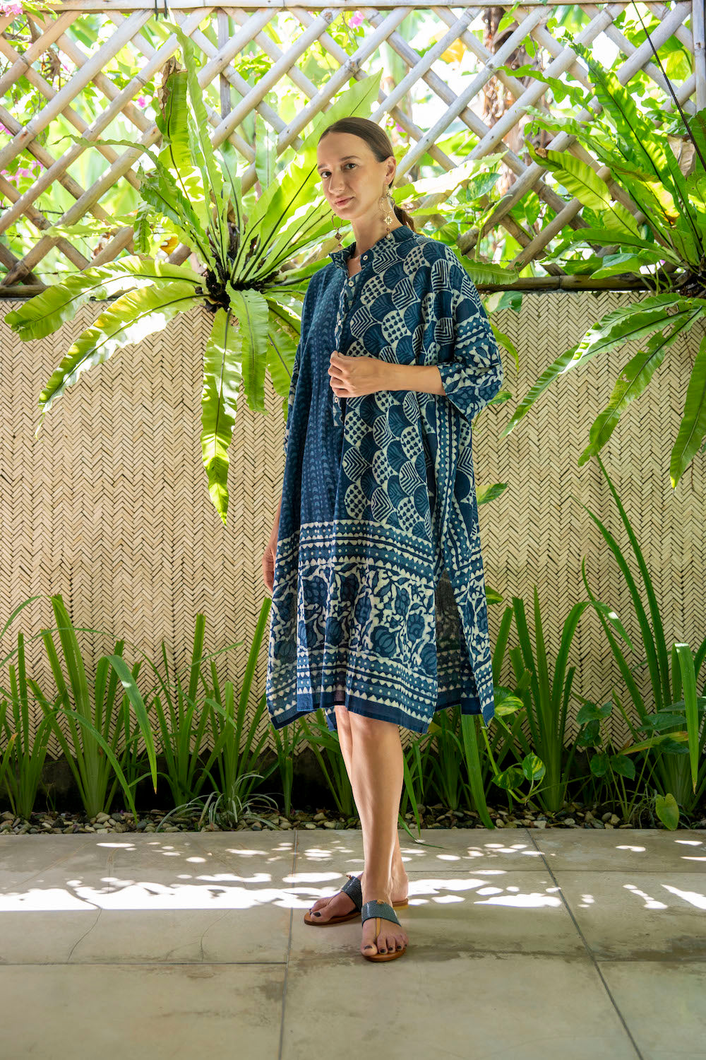 Tara Kaftan - Block Print Indigo