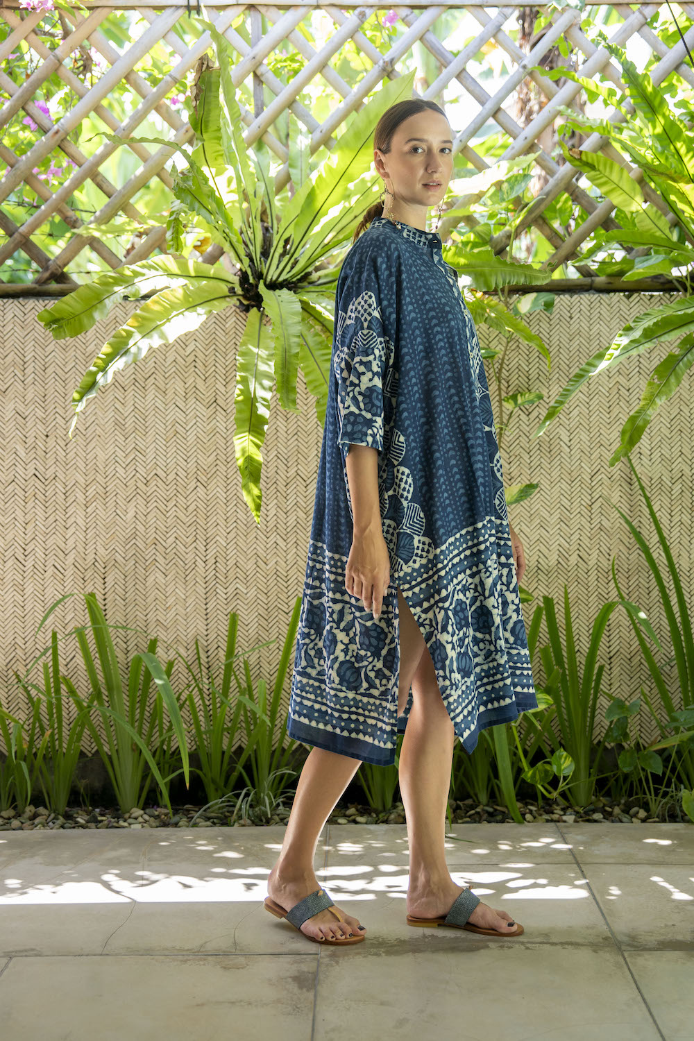 Tara Kaftan - Block Print Indigo