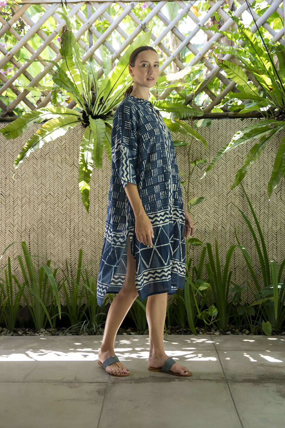 Tara Kaftan - Block Print Indigo