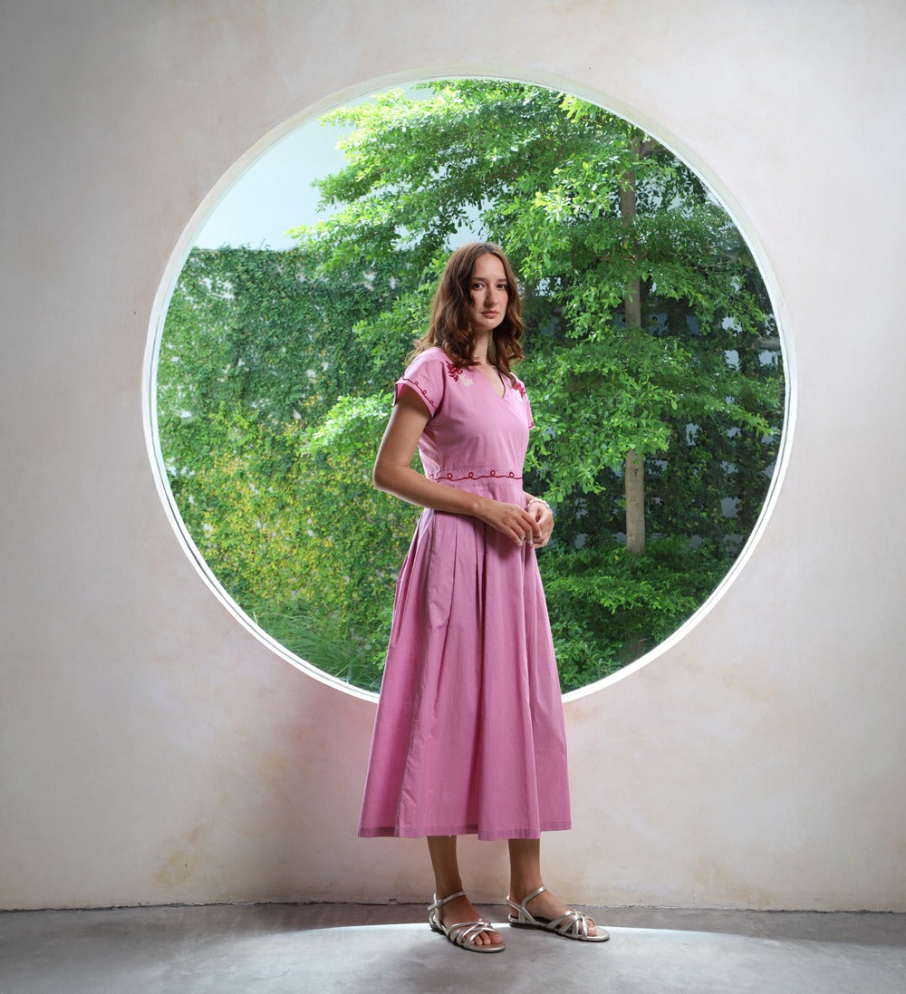 Kusum Dress Hand-Embroidered with love - Mauve